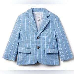 Janie and Jack Light Blue Checkered Short Suit Set